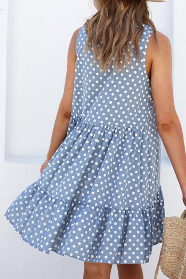 Fashion Street Dot Split Joint O Neck Irregular Dresses