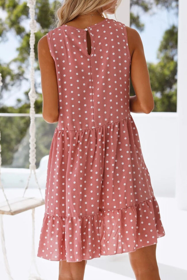 Fashion Street Dot Split Joint O Neck Irregular Dresses