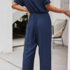 Fashion Street Solid Turndown Collar Loose Jumpsuits