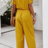 Fashion Street Solid Turndown Collar Loose Jumpsuits