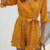 Fashion Street Dot Frenulum V Neck Loose Jumpsuits