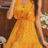 Fashion Casual Dot Split Joint V Neck A Line Dresses