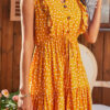 Fashion Casual Dot Split Joint V Neck A Line Dresses