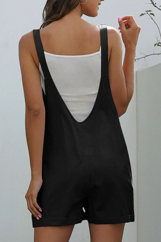 Fashion Casual Solid Spaghetti Strap Loose Jumpsuits