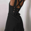 Casual Solid Bandage Backless Spaghetti Strap A Line Dresses