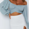 Fashion Street Solid Frenulum Off the Shoulder Tops