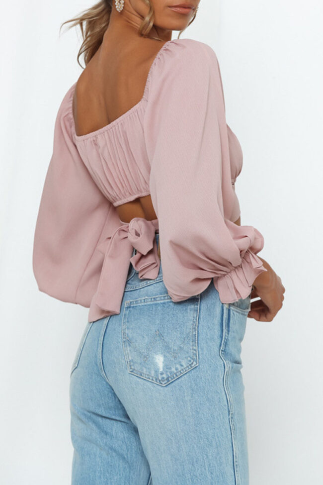 Fashion Street Solid Frenulum Off the Shoulder Tops