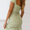 Fashion Sweet Print Hollowed Out V Neck A Line Dresses