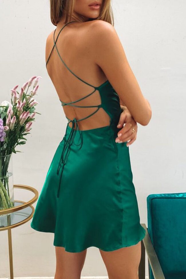 Fashion Sexy Solid Backless A Line Dresses