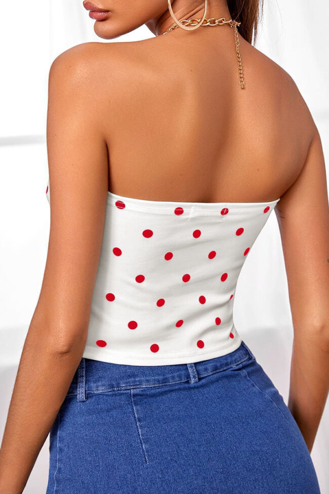 Fashion Sexy Dot Backless Strapless Tops