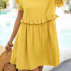 Fashion Street Solid Split Joint V Neck Pleated Dresses