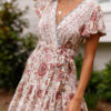 Fashion Sexy Print Split Joint V Neck Printed Dresses