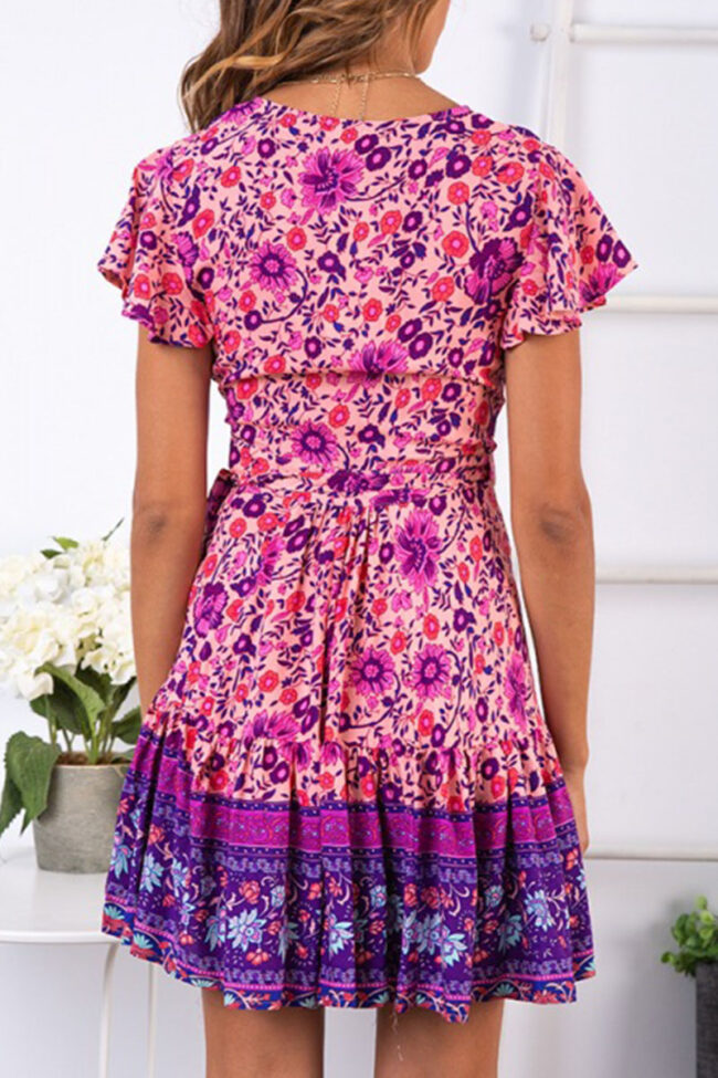 Fashion Sexy Print Split Joint V Neck Printed Dresses