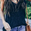 Fashion Street Solid Hollowed Out V Neck Tops