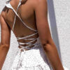 Fashion Sexy Dot Split Joint Spaghetti Strap Printed Dresses