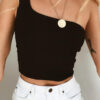 Fashion Sexy Solid One Shoulder Tops