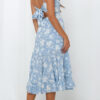 Fashion Sweet Print Backless Spaghetti Strap A Line Dresses