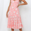 Fashion Sweet Print Backless Spaghetti Strap A Line Dresses