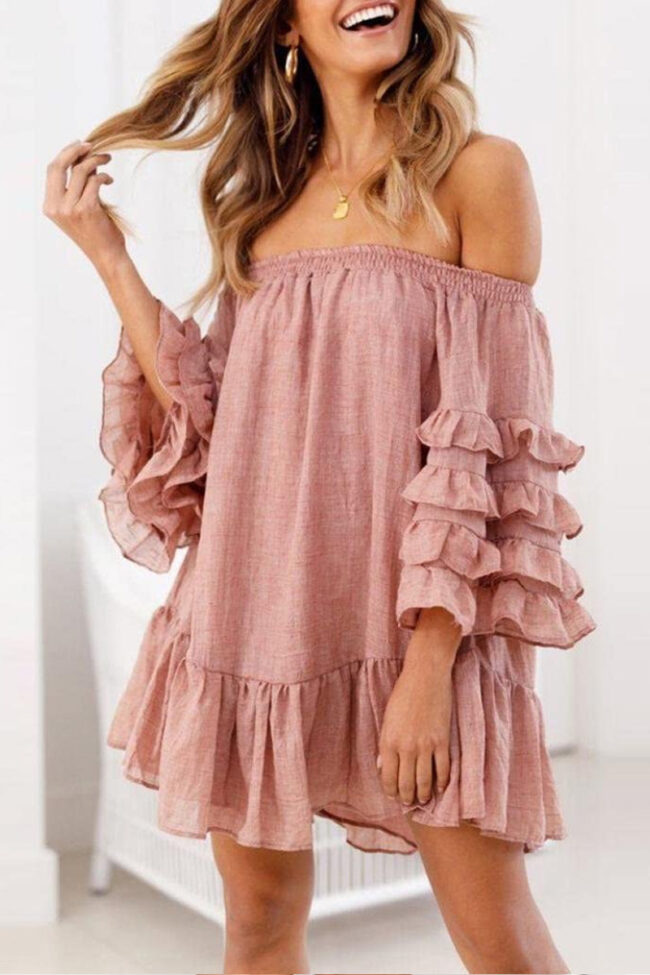 Fashion Sexy Solid Split Joint Off the Shoulder Princess Dresses