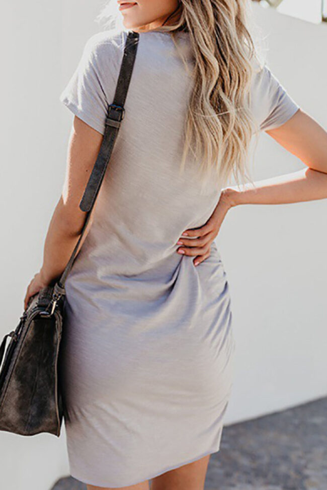 Fashion Casual Solid Asymmetrical O Neck Pencil Skirt Dresses