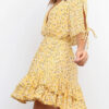 Casual Print Bandage Split Joint Flounce V Neck Printed Dress