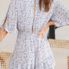 Casual Print Bandage Split Joint Flounce V Neck Printed Dress