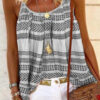 Fashion Casual Print Split Joint Spaghetti Strap Tops