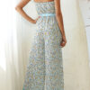 Fashion Street Print Bandage Strapless Loose Jumpsuits