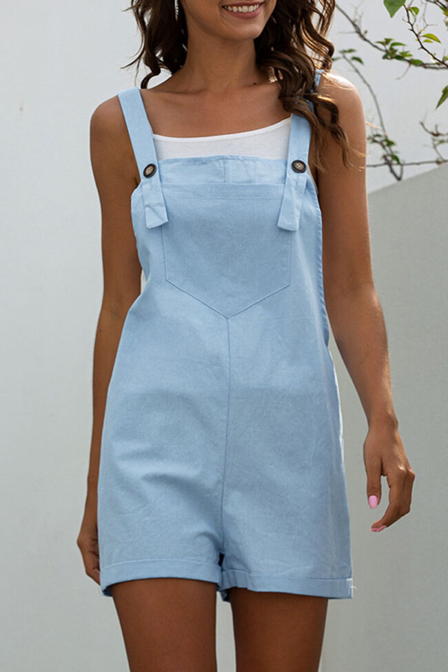 Fashion Casual Solid Spaghetti Strap Loose Jumpsuits