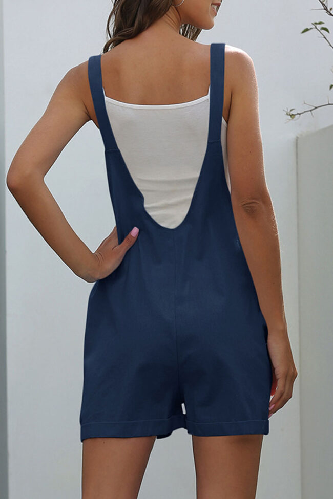 Fashion Casual Solid Spaghetti Strap Loose Jumpsuits