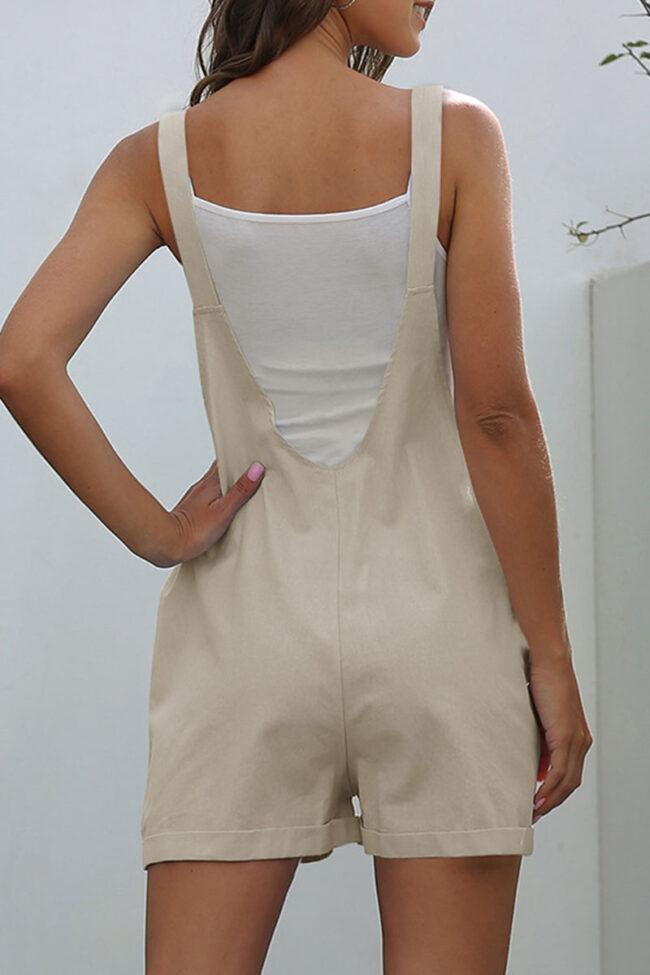 Fashion Casual Solid Spaghetti Strap Loose Jumpsuits