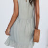 Simplicity Solid Split Joint Flounce O Neck Sleeveless Dresses