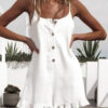 Fashion Street Solid Flounce Spaghetti Strap Loose Jumpsuits