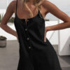 Fashion Street Solid Flounce Spaghetti Strap Loose Jumpsuits