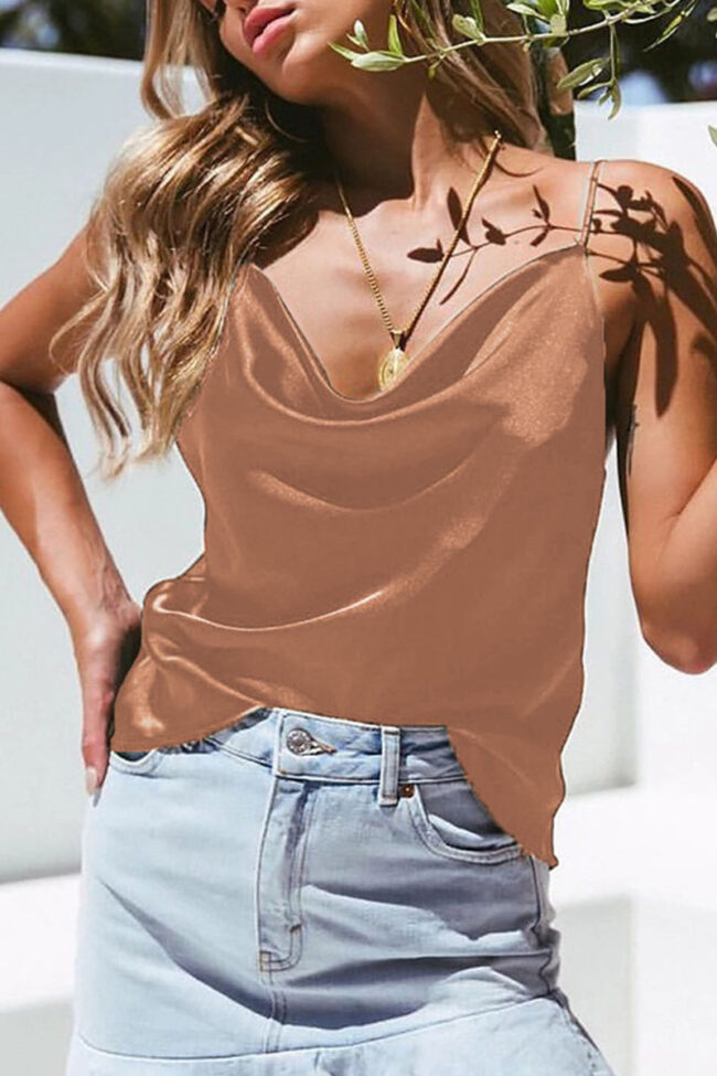 Fashion Casual Solid Bateau Neck Tops