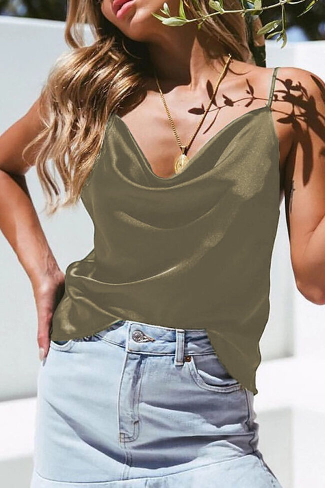 Fashion Casual Solid Bateau Neck Tops