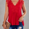 Fashion Street Solid Split Joint V Neck Tops