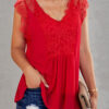 Fashion Street Solid Split Joint V Neck Tops