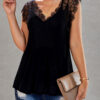 Fashion Street Solid Split Joint V Neck Tops