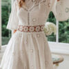 Fashion Street Solid Hollowed Out Backless O Neck Lace Dresses