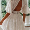 Fashion Street Solid Hollowed Out Backless O Neck Lace Dresses