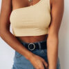 Fashion Street Solid Backless One-shoulder Tops