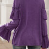 Fashion Casual Solid Split Joint Flounce O Neck Tops