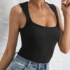 Fashion Street Solid U Neck Tops