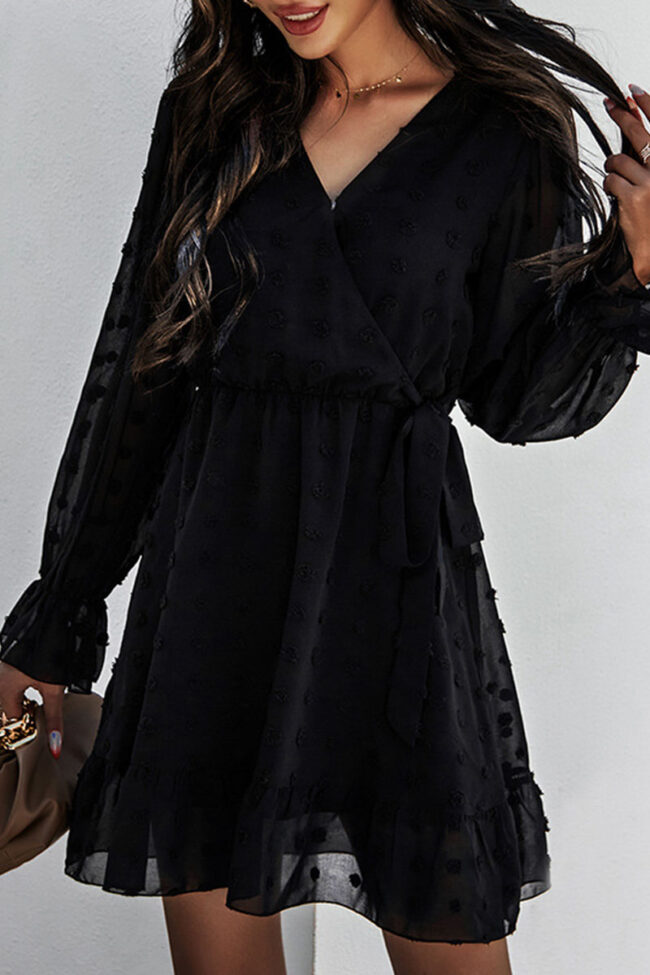 Fashion Street Solid Split Joint V Neck A Line Dresses