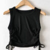 Fashion Street Solid Draw String O Neck Tops