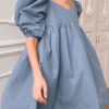 Fashion Simplicity Solid Split Joint V Neck A Line Dresses