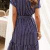 Fashion Street Striped Frenulum V Neck Short Sleeve Dresses