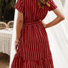 Fashion Street Striped Frenulum V Neck Short Sleeve Dresses