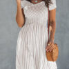 Street Striped Split Joint Off the Shoulder A Line Dresses